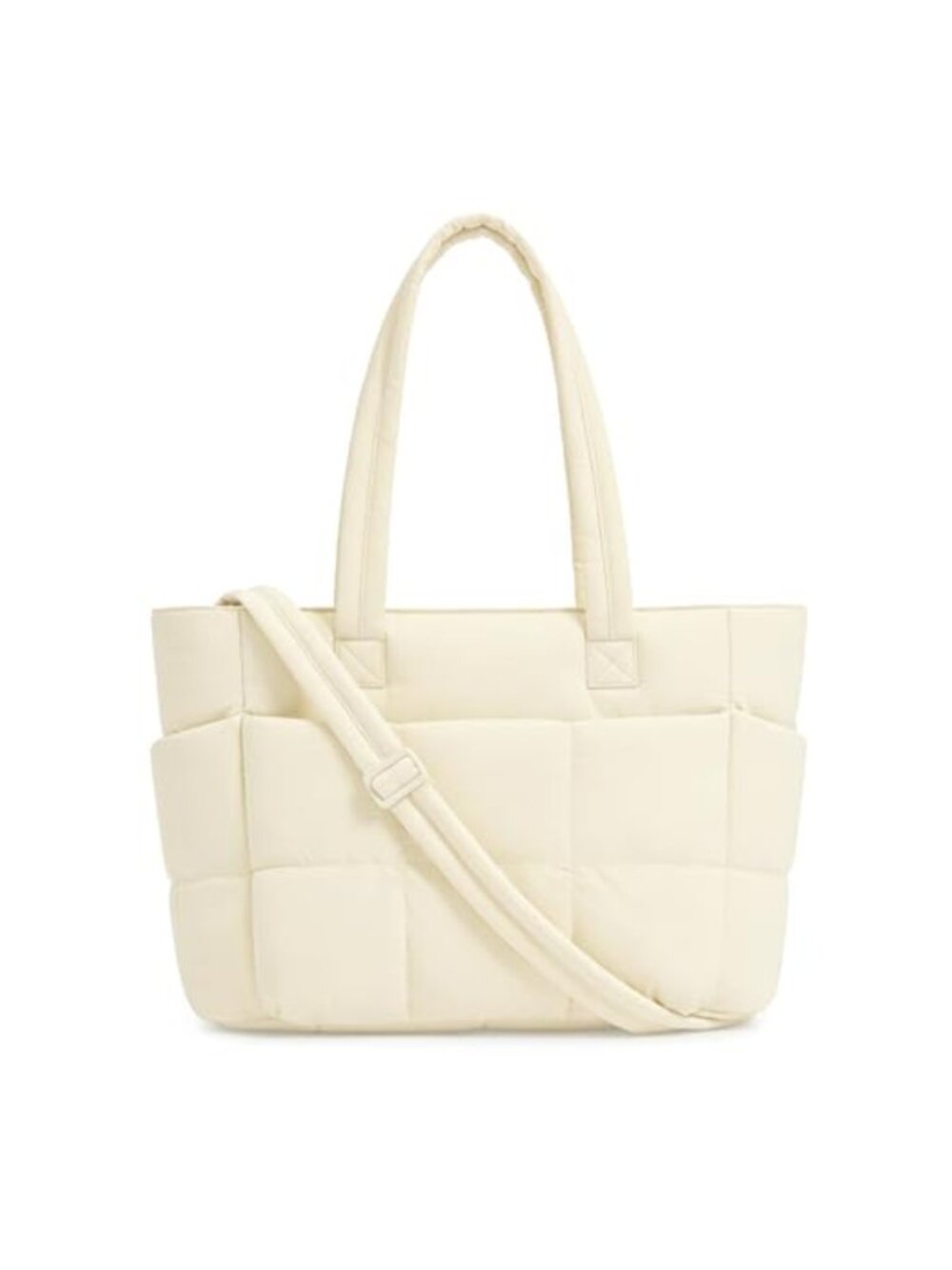 Quilted Puffer Tote Bag Lightweight Nylon Laptop Crossbody